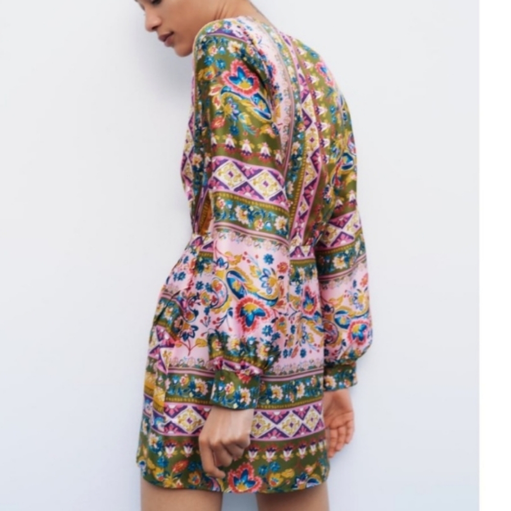 Zara Multicolor Patterned Mini Dress - Picture 10 of 11